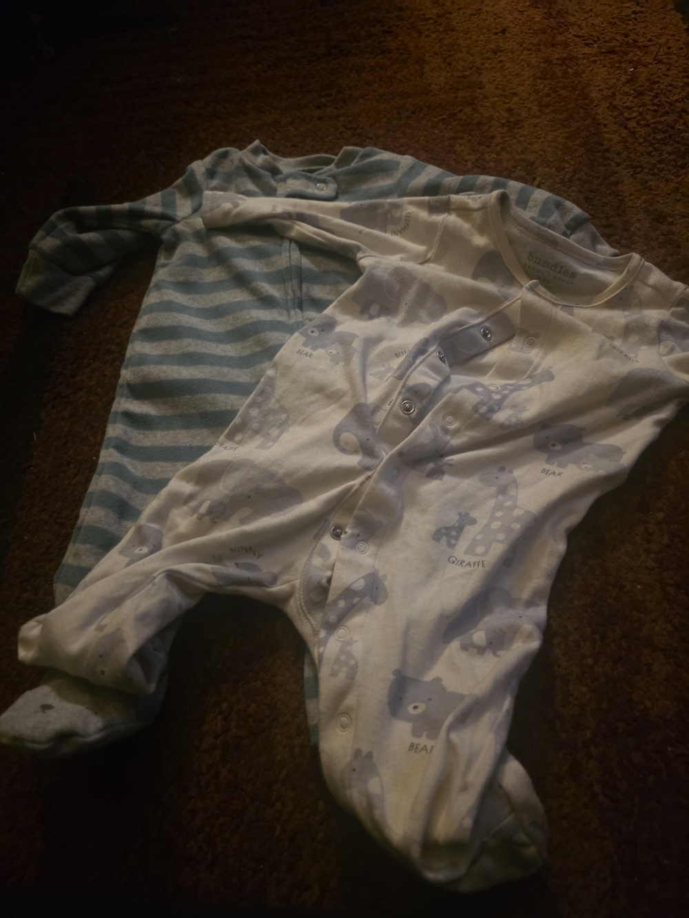Baby Boys' Blue Striped and Animal Print One-Piece Sleepers